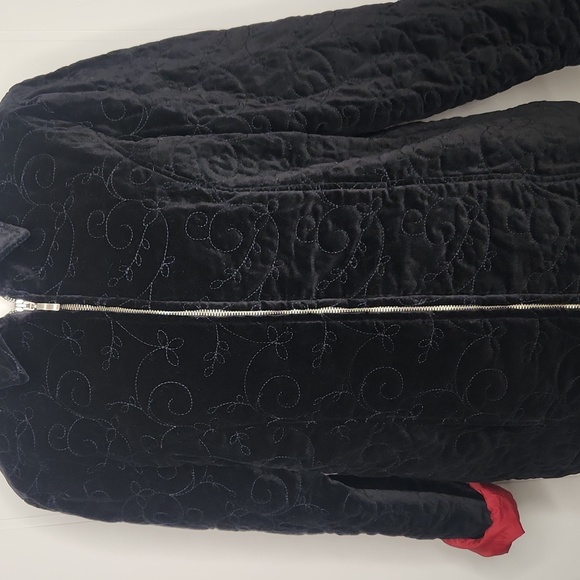 Denim&Co Jackets & Blazers - Black velvet quilted  old English Style Winter Jacket. Full Zip Down Whimsigoth